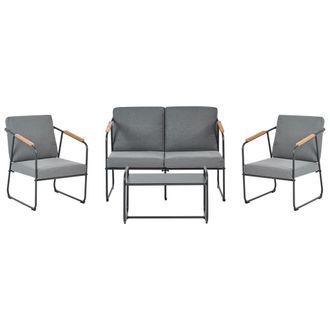 Beliani Beliani - Conjunto De Jard&iacute;n 4 Plazas Industrial Acero Con Mesa Gris Vezzana