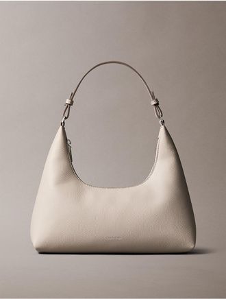 Calvin Klein Womens Embossed Logo Convertible Shoulder Bag - Grey