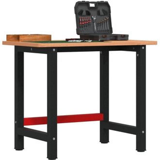 vidaXL Vidaxl - Banco Lavoro 100x60x81,5 cm Legno Massello Faggio Rettangolare