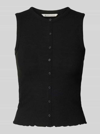 Tom Tailor Denim Slim Fit Tank Top mit angedeuteter Knopfleiste in Black, Gr&ouml;&szlig;e XS
