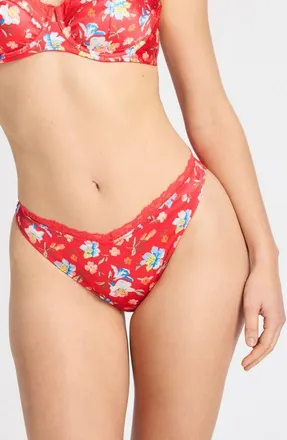 Savage x Fenty Monamour High Leg Brazilian Briefs in Fruitjuice Red Petal Power at Nordstrom, Size X-Small