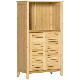 HOMCOM Armario de ba&ntilde;o 50x25.5x92 cm madera natural