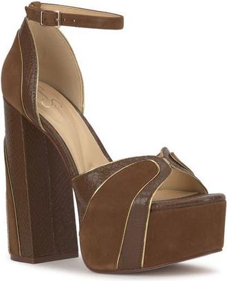 Jessica Simpson Avele Ankle Strap Block Heel Platform Sandal in Light Hickory at Nordstrom, Size 8.5
