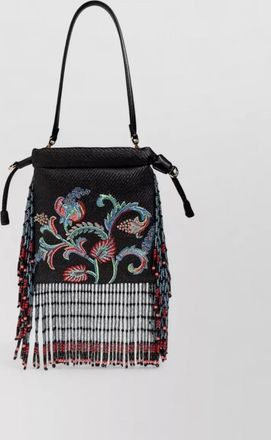 Etro beaded floral bucket bag top handle