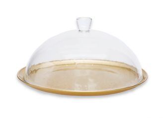 Classic Touch Gold Cake Plate with Glass Dome - 12D