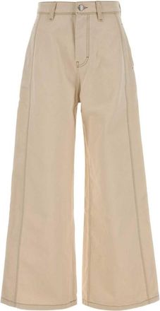 Ami Beige Loose Flat Front Pants