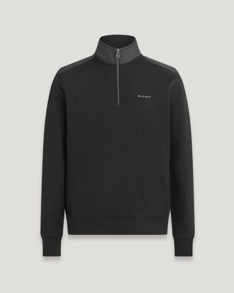 Belstaff Alloy Quarter Zip Sweatshirt Mens Cotton Fleece Black Size 2XL