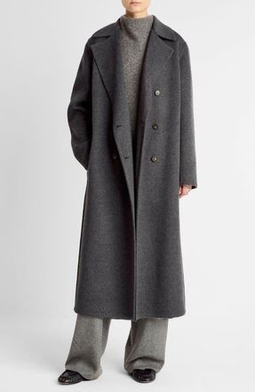 Vince Double Breasted Wool Blend Coat in Charcoal at Nordstrom, Size X-Small