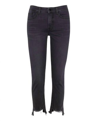7 For All Mankind Womens Ankle Straight Jeans In Washed Black
