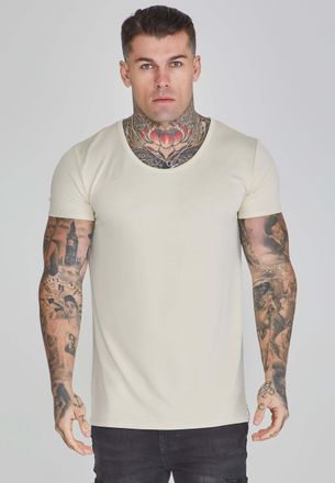 Siksilk T-Shirt SIKSILK Siksilk T-Shirt Muscle Fit T-Shirt in Ecru, Herren, Gr. M, beige, Obermaterial: 70% Modal CMD. 30% Polyester PES., Shirts T-Shirt