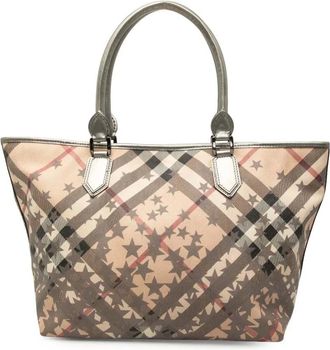 Burberry Borsa tote Star Nickie grande in tela cerata con motivo Supernova Check 2000-2017 - Marrone
