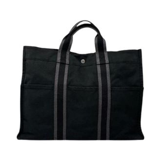 Herm&egrave;s Pre-owned Tote Bags, female, Black, Size: ONE SIZE Pre-owned Cotton Tote