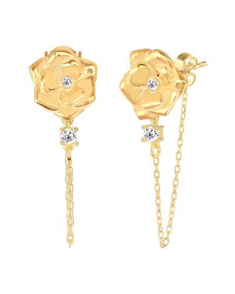 Gabi Rielle 14K Over Silver Cz Rosebud Earrings
