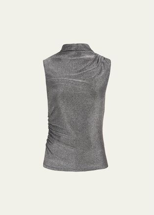 Veronica Beard Mylie Metallic Mock-Neck Tank Top