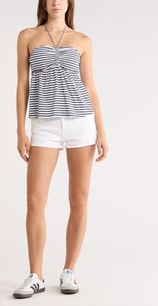 Abound Babydoll Halter Top in White Navy I Faye Stripe at Nordstrom Rack, Size X-Large