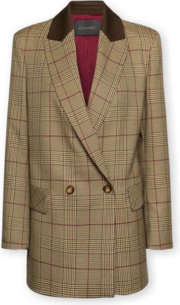 Elena Miro Jassen, Dames, Veelkleurig, 7Xl, Polyester, Dubbelrijige Prince of Wales Blazer