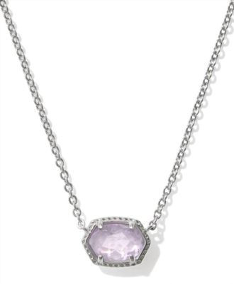 Kendra Scott Womens Daphne Frame Short Pendant Necklace In Rhodium Purple Amethyst