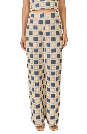 English Factory Embroidered Wide Leg Pants in Navy at Nordstrom, Size X-Small