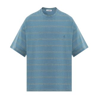 Jil Sander Ribbed T-shirt - Heren - Tops - Blauw - Maat: M Katoen
