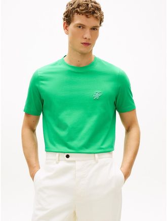 Tommy Hilfiger Mens Embroidered Script Monogram T-Shirt - Green - XXL