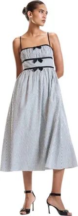 Cynthia Rowley Seersucker Midi Dress in Black Pinstripe at Nordstrom, Size 10