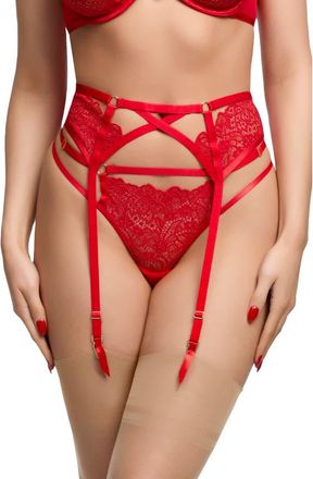 Von Follies by Dita von Teese Mad XXX Suspender Belt in Flame at Nordstrom, Size Xx-Large