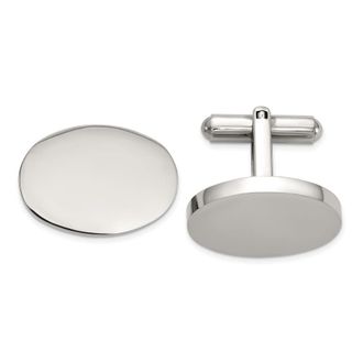 Diamond2Deal Stainless Steel Polished Oval Cuff Links