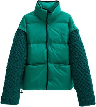 BONSAI Woven Knit Mix Puffer Jacket - Heren - Winterjassen - Groen - S - Wol - Jassen