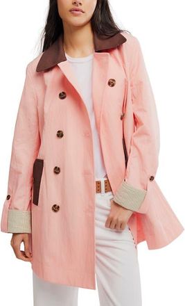 Free People Riley Cotton Canvas Coat in Coral at Nordstrom, Size X-Small