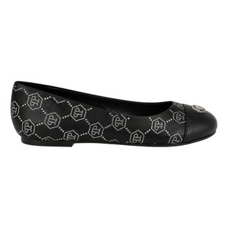 Philipp Plein Schoenen, Dames, Zwart, 41 EU, Leer, Ballerinas Monogram