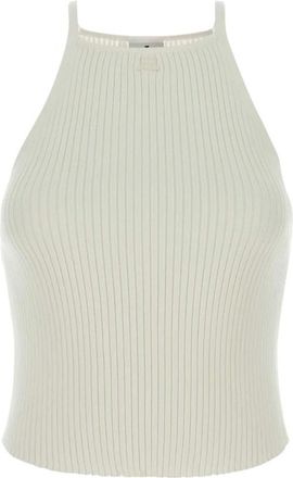 Courr&egrave;ges Geribbelde Halter Top - Dames - Tops zonder mouwen - Wit - M - Polyester - Tops