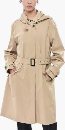 Woolrich Stretch Nylon Trench Coat with Hood and Belt size Xxl