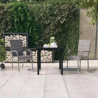 Berkfield Home 3 Piece Garden Dining Set Grey & Black