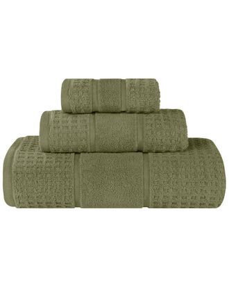 Superior 3Pc Zero Twist Cotton Waffle Honeycomb Plush Soft Absorbent Towel Set