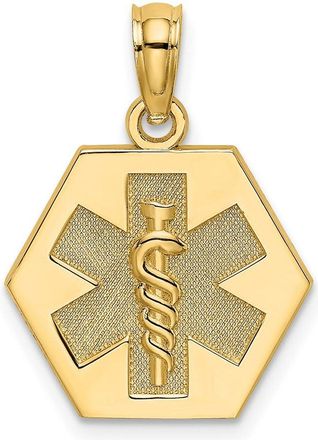 Diamond2Deal 14k Yellow Gold Caduceus Textured Back Medical Charm Pendant