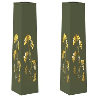 vidaXL Luz De Camino Led Solar Con Luces Con Bater&iacute;a 2 Pcs Verde Oliva Vidaxl