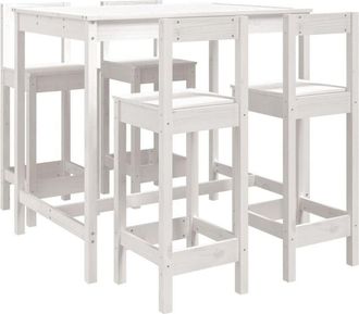 vidaXL 5 Piece Garden Bar Set White Solid Wood Pine Vidaxl
