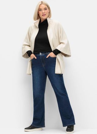 Sheego Bootcut-Jeans SHEEGO, Damen, Gr. 44, Normalgr&ouml;ssen, blau (dunkelblau denim), 99% Baumwolle, 1% Elasthan, unifarben, lang, Jeans Bootcut-Jeans