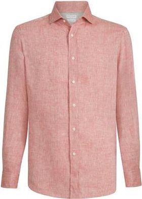 Brunello Cucinelli Linen shirt in Apricot at Nordstrom, Size Xxx-Large Eu