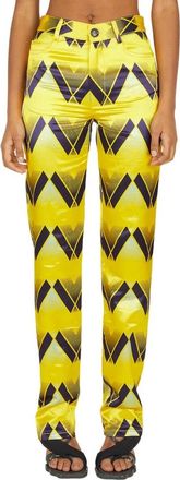 Meryll Rogge Broeken - Dames - Straight fit broeken - Geel - 2XS - Katoen - Broeken