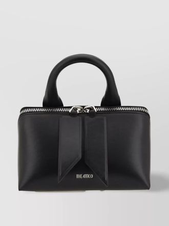 The Attico bow geometric logo round metal shoulder bag
