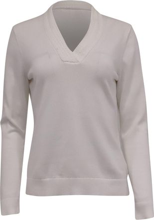 Brooks Brothers V-Neck Sweater in White Cotton