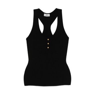 Elisabetta Franchi Tops, Dames, Zwart, L, Micro-gebreide Top