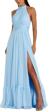 Mac Duggal Tiered Chiffon Halter Gown