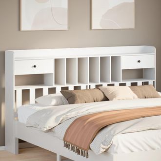 Berkfield Home Headboard with Storage White 180 cm Solid Wood Pine