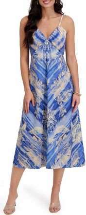 Siena My Balconia Mix Print Midi Dress in Blue Multi at Nordstrom Rack, Size 16
