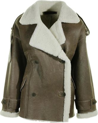 Santoro London Giacca doppiopetto in shearling - Marrone