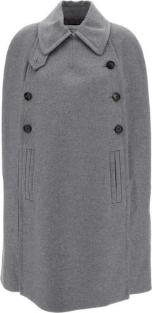7 For All Mankind Dubbelzijdig wollen cape - Dames - Ponchos - Grijs - S - Wol - Jassen