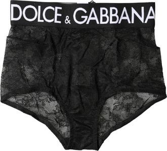 Dolce & Gabbana High Waist Logo Girdle Panty - Dames - Onderbroek - Zwart - S - Leer - Ondergoed