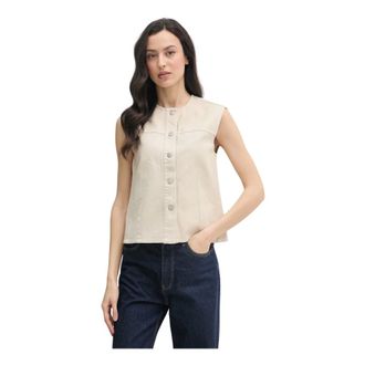 Barbour Jassen, Dames, Beige, S, Katoen, Single-Breasted Katoenen Gilet